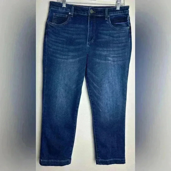 Kut from the Kloth High Rise Crop Straight Leg Stretch Jeans 12 Dark Wash - Picture 1 of 12